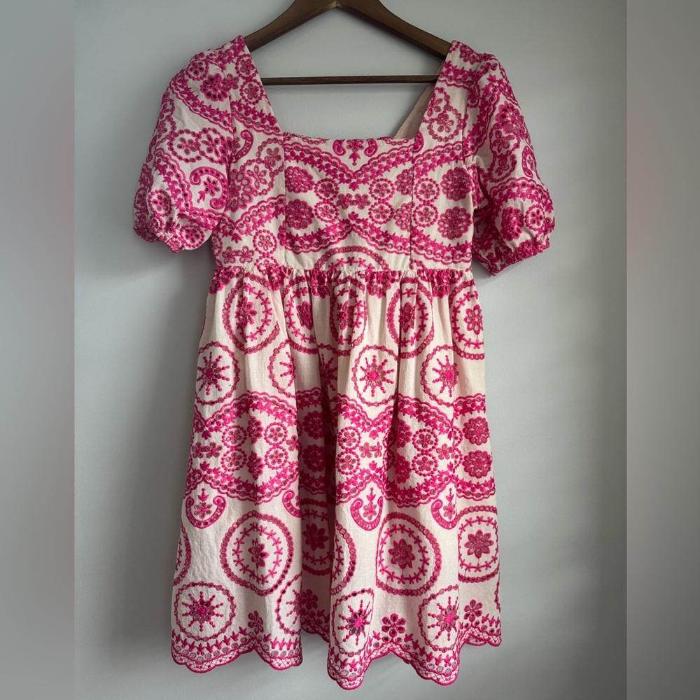 Sunday Up magenta / hot pink eyelet dress, lined